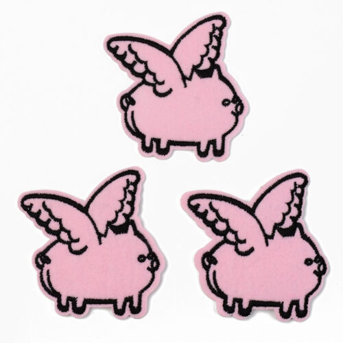 Ecussons thermocollant cochons volants roses