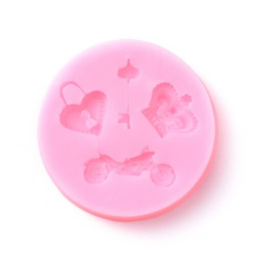 Moule rose Souple en Silicone coeur, couronne, clé, moto