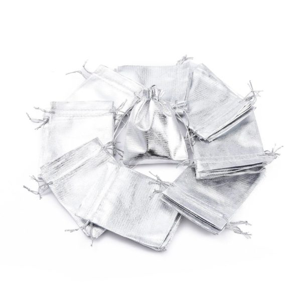 Sachets en organza argent 12cm – Image 4