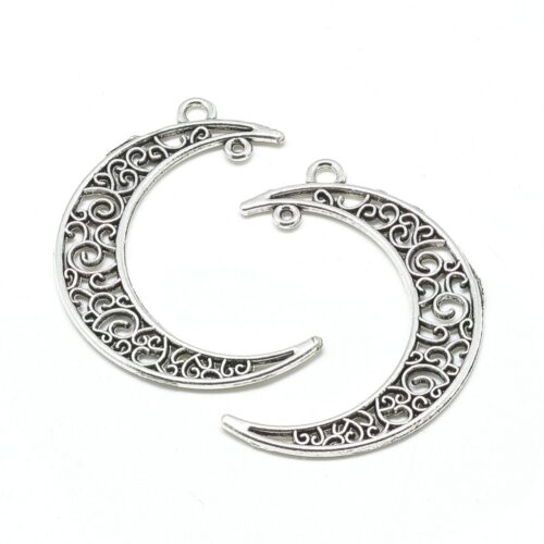 Pendentifs connecteurs croissant de lune argent 41mm