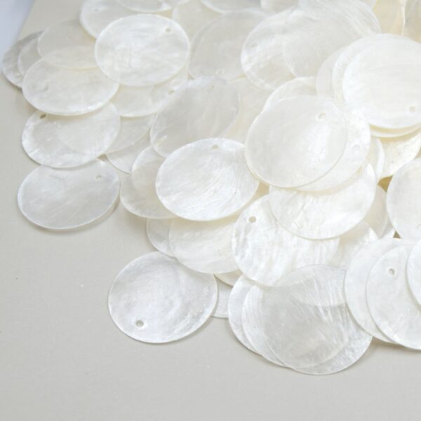 Pendentifs Ronds Coquille Capiz Blanche - 30mm