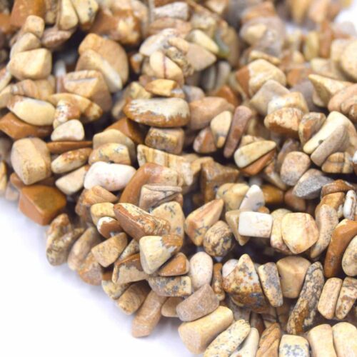 Chapelet de perles  JASPE marron forme chips ~80 cm