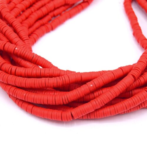 Chapelet de perles heishi Ø6mm rouge indien