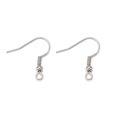 Crochets d'oreilles métal argent platine 18mm x100