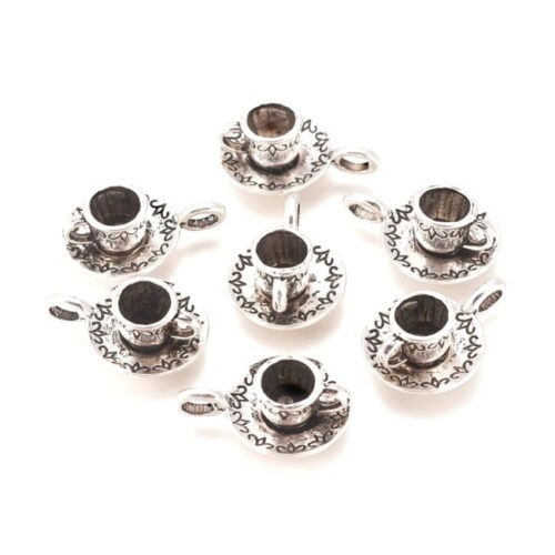 Pendentifs Tasses 3D métal argent tibétain