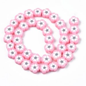 perle fleurs rose polymère