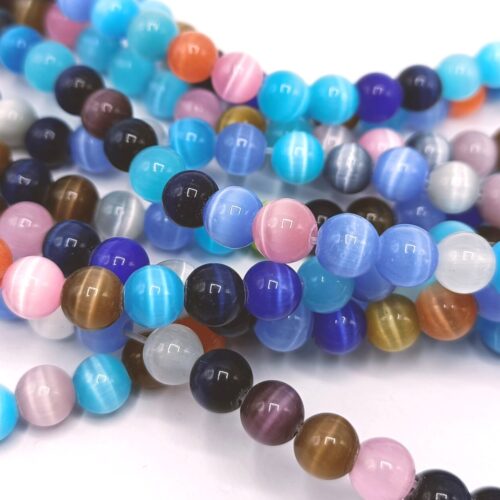 Perles de verre oeil de chat couleur mixte ronde 6mm