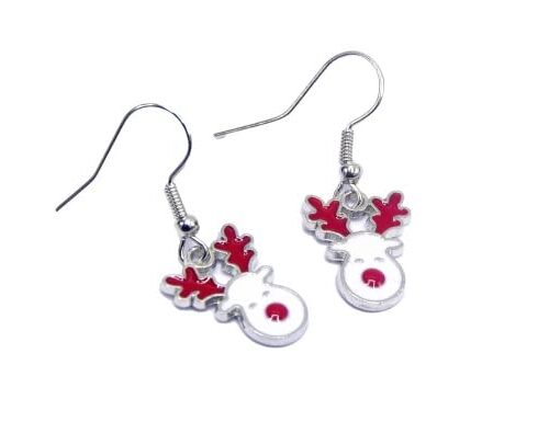 Boucles d'Oreilles Renne de Noël au Nez Rouge x1