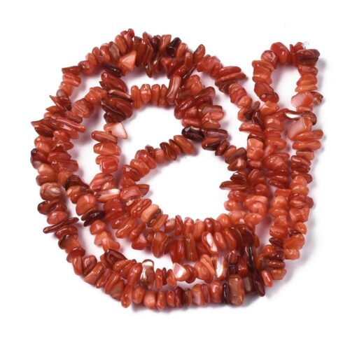 Perles coquilles d'eau douce rouge orangé puce