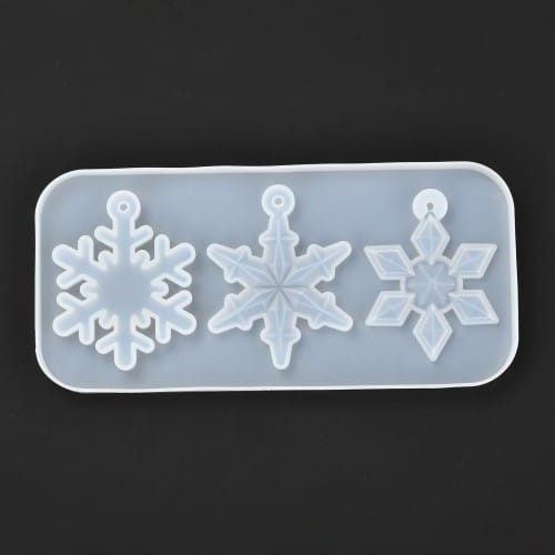 Lot De 2 Moules à Flocons De Neige En Silicone Pour Noël - Avec Socle - Pour Résine, Cire, Chocolat, DIY