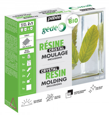 Kit Résine Cristal Gédéo Pébéo 150ml Bio-sourcée pour moulage et inclusions transparentes