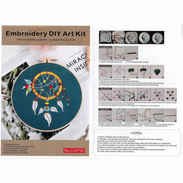 Kit de Broderie Attrape-Rêves Fond Bleu Vert