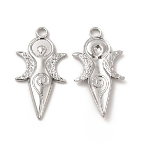 Pendentif déesse mère en acier inoxydable 304 argent x1