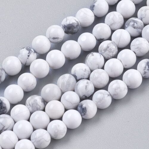 Perles howlite blanche ronde 8mm