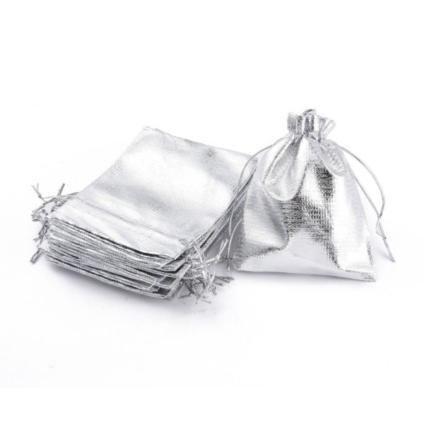 Sachets en organza argent 12cm – Image 3