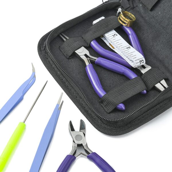 kit d'outils pour fabrication de bijoux, pinces, mètre ruban, pinces à épiler