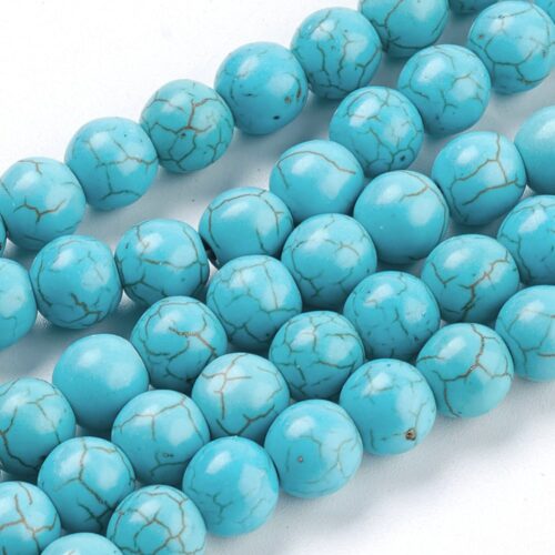 Perles howlite turquoise ronde 8mm x50