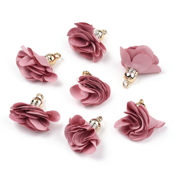 FLEUR PENDENTIF EN TISSU VIEUX ROSE