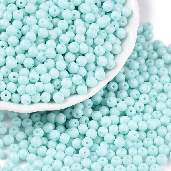 Perle de verre 4mm ronde TURQUOISE