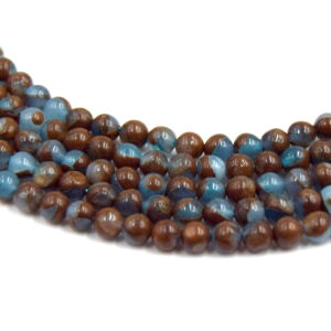 Perles de quartz marbré bleu