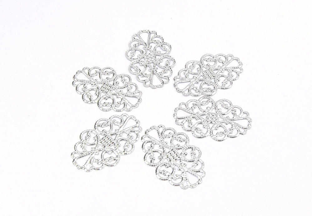 Liens Filigrane Ovale en Fer, Pendentif Métal Platine x20 – Image 2