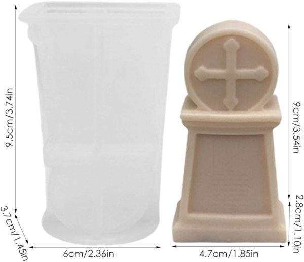 Moule en silicone pour bougies pierre tombale croix 3D – Image 2