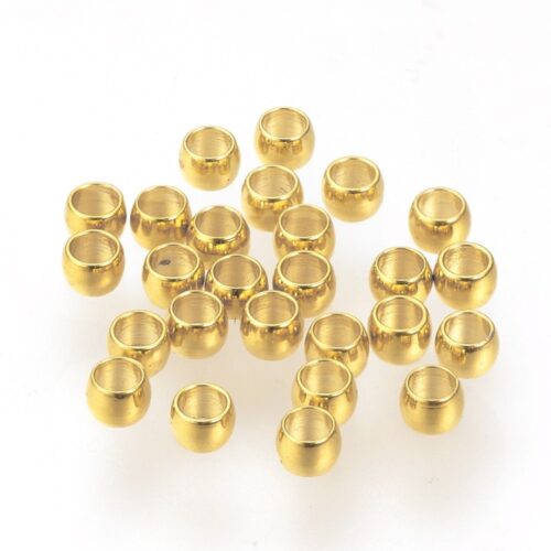 perles en acier inoxydable plaqué or 18k