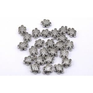 Perles métal noeud Argent Tibétain 7x10mm