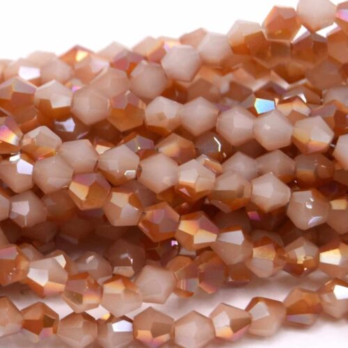 Perles à Facettes Verre toupie plaqué AAA beige 4mm