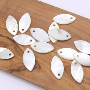 Pendentif Nacre Oeil de Cheval Blanc (Lot de 20) - Breloque Coquillage DIY