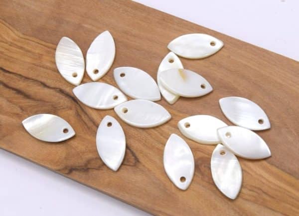 Pendentif Nacre Oeil de Cheval Blanc (Lot de 20) - Breloque Coquillage DIY