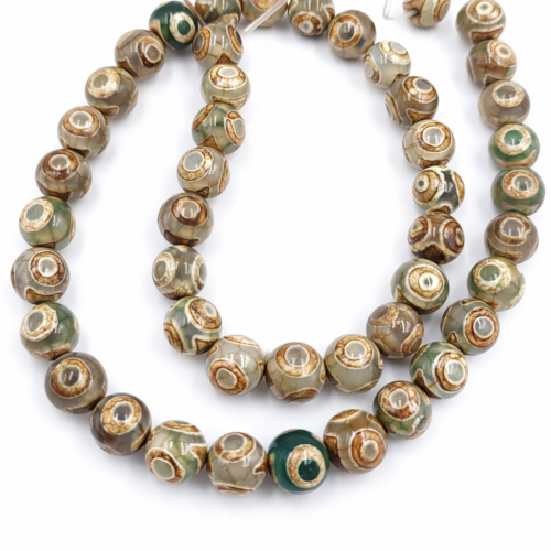 Perles dZi 3 yeux 8mm – Agate tibétaine