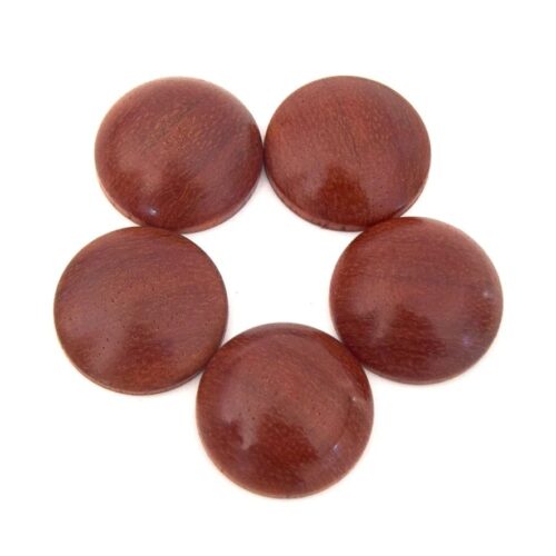 Cabochon Rond Bois de Padouk Fait Main - Perle Artisanale Ø20-25-30mm