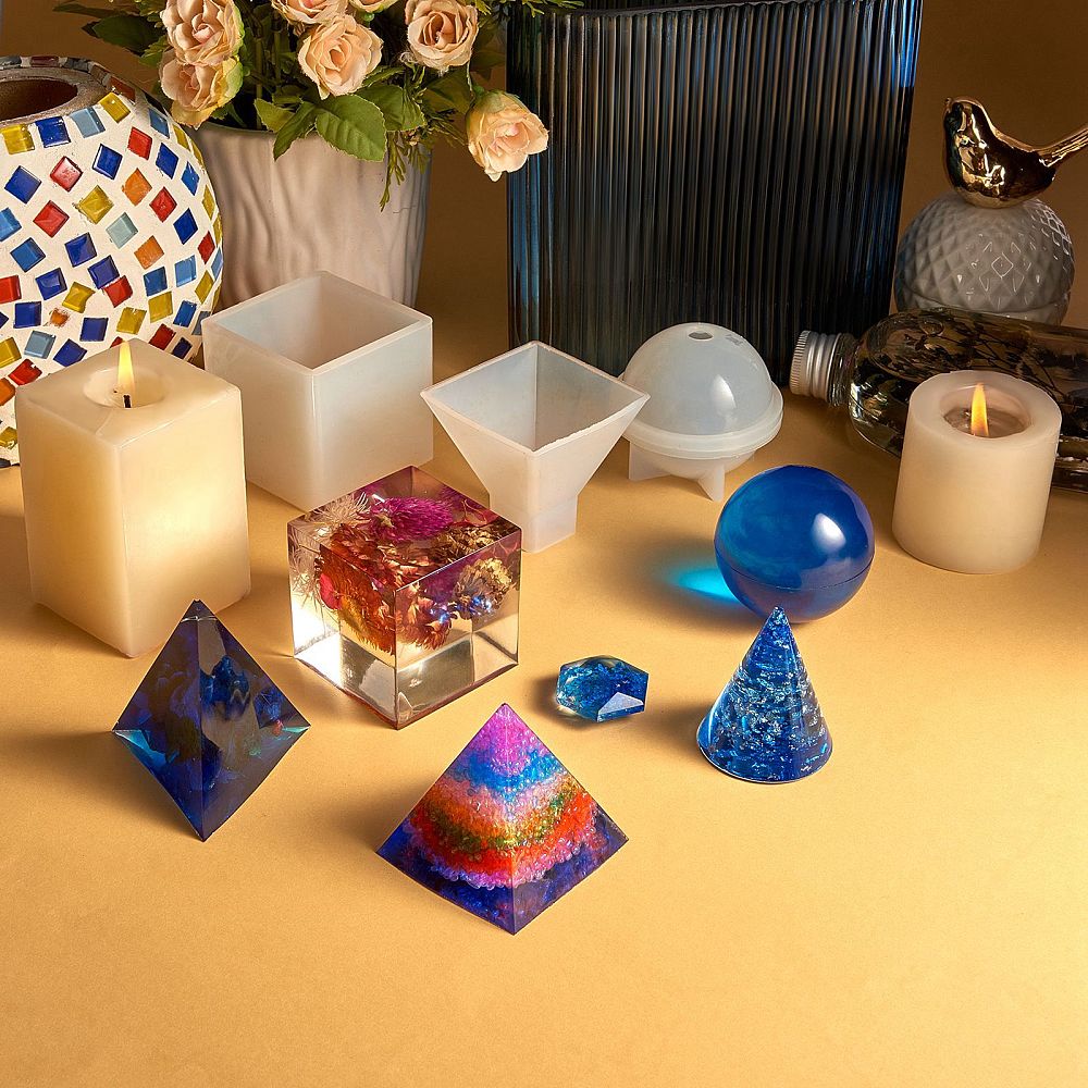 Lot De 4 Moules En Silicone Pour Perles Géométriques 3D | Idéal Pour Créer Bijoux, Porte-clés Et Décorations DIY !