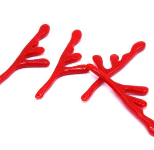 Connecteurs, liens acrylique branche de rouge corail x10