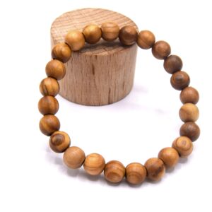 bracelet élastique en perles d'olivier naturel