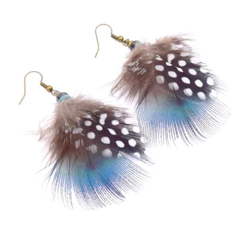 Boucles d'Oreilles Plumes de Paon Bohèmes Turquoise et Noires
