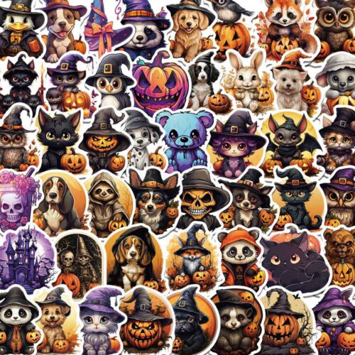 autocollants pvc animaux citrouille halloween