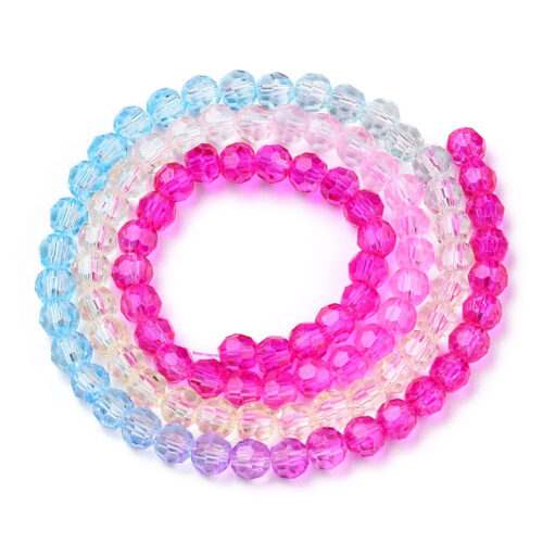 perle verre facette ronde 4mm rose bleu jaune multicolore fabrication de bijoux fait main