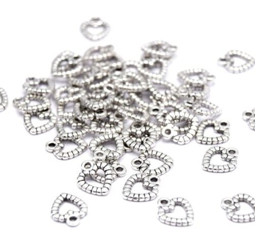 Breloques métal coeur Argent antique 11mm