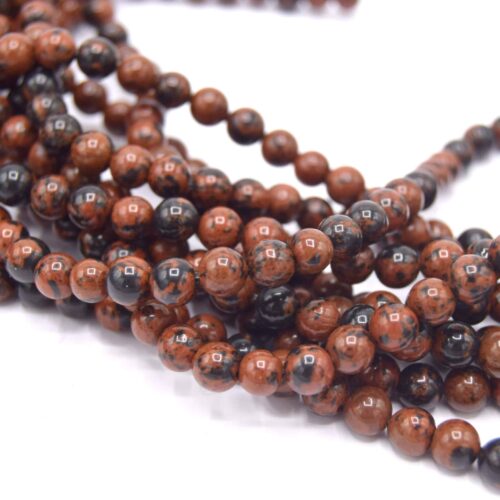 Perles obsidienne acajou ronde 6mm