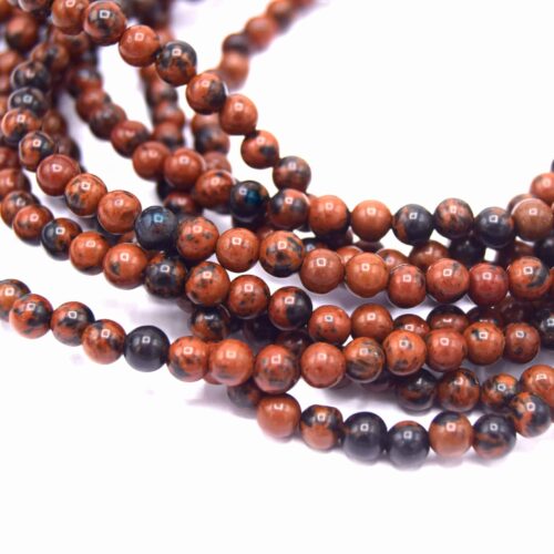 Perles obsidienne acajou ronde 4mm