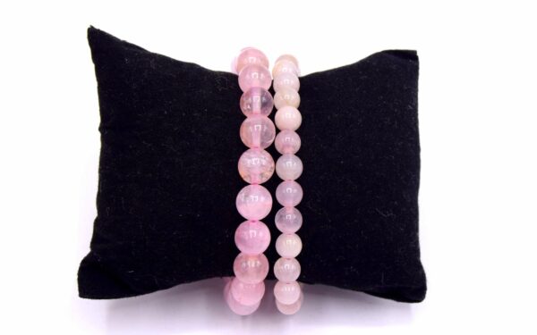 Bracelet Élastiqué en Perles de Quartz Rose – Image 3