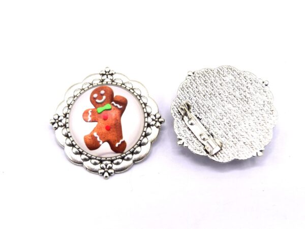 Broche métal argenté petit biscuit, gingerbread – Image 2