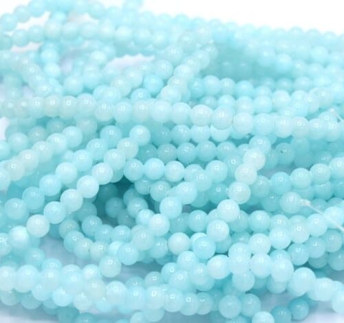 Perles jade ronde bleu menthe 6mm