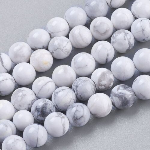 Perles howlite blanche veinée grise rondes 4 mm pour bijoux DIY