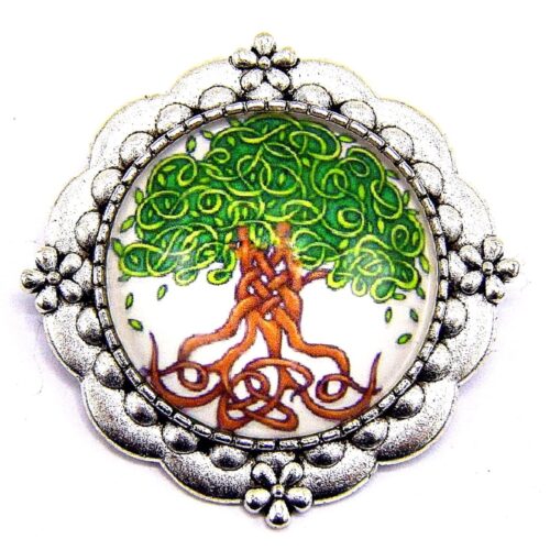 Broche métal argenté Arbre de Vie x1