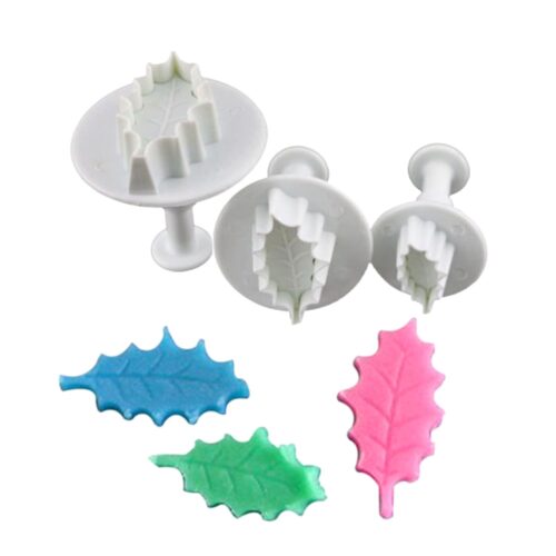Emporte-pièces à piston en plastique outil de coupe pâte, forme feuilles, blanc