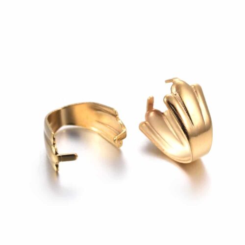 Bélières snap shell 10.5mm acier inoxydable 304 doré x10