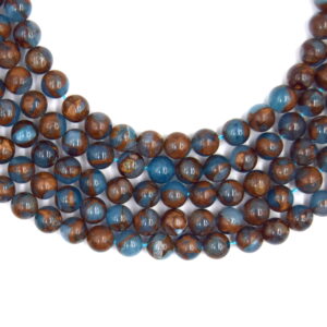 Perles de quartz marbré bleu
